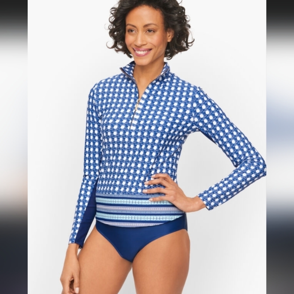 Cabana Life® X Talbots Half Zip Sportshirt - Playful Palms NWOT Size Large